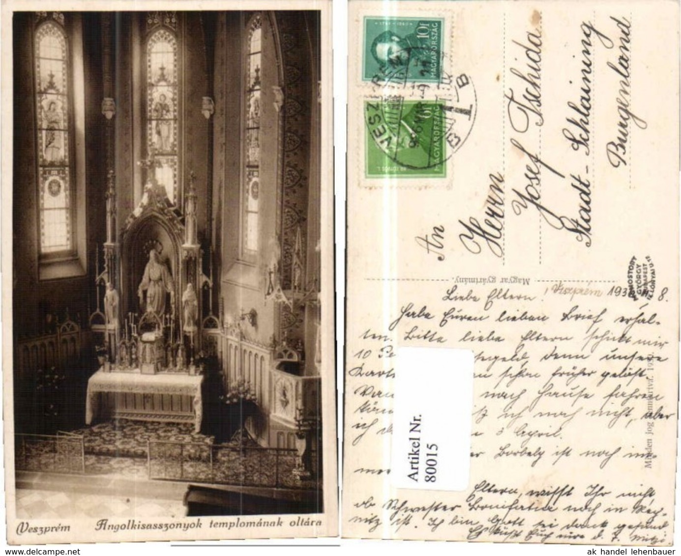 80015,Veszprem Kirche Innen Altar - Unclassified