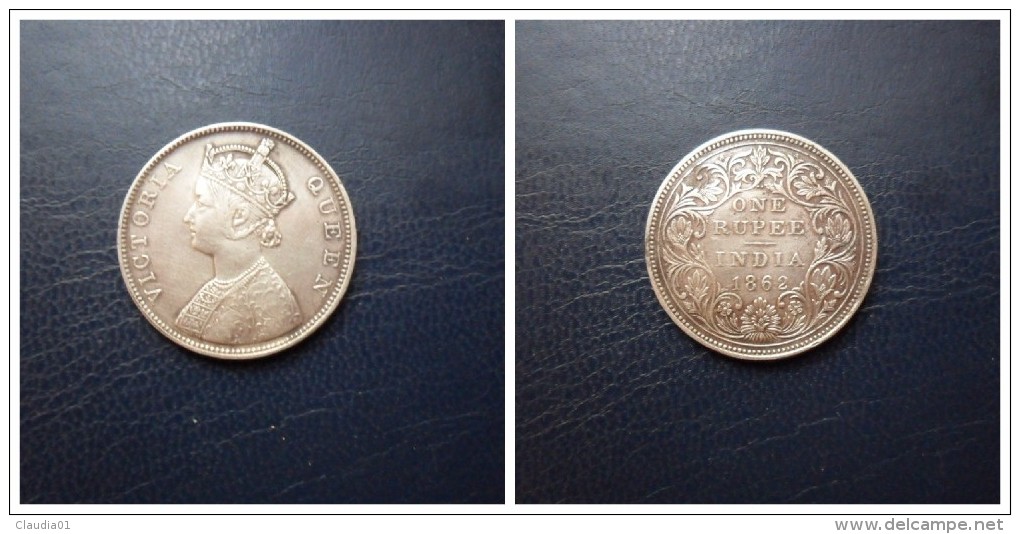 India Britanica    One Rupee   1862  Victoria Queen   Silver     11,60g - Colonies