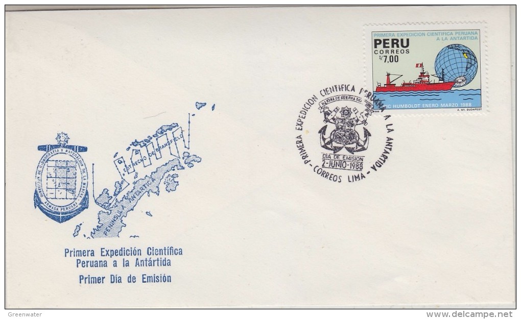 Peru 1988 Primera Expedicion Cientifica Peruana 1v FDC (31307) - Antarctische Expedities