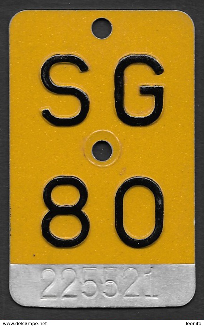 Velonummer Mofanummer St. Gallen SG 80 - Plaques D'immatriculation