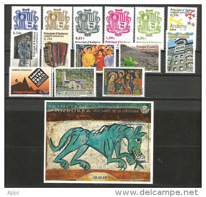 Année Complète 2014.nouv.série Armoiries,accordéon,vélo, Immig.Philippine,tabac,ultra Trail,Radio Andorra,etc,14 T-p ** - Unused Stamps