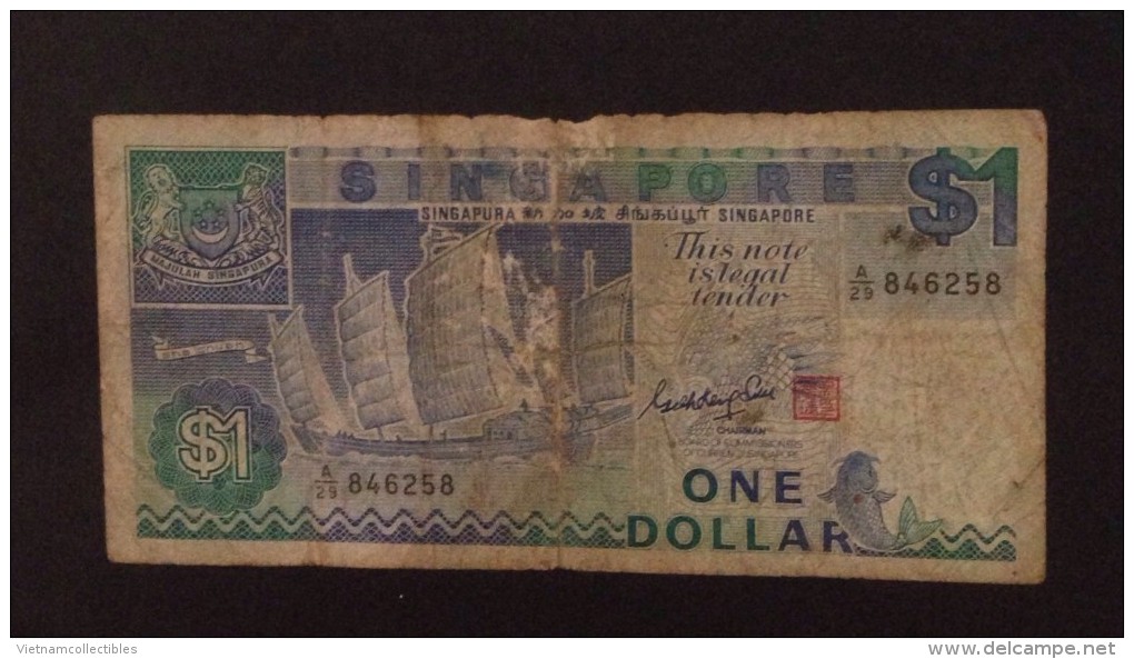 Singapour Singapore 1 Dollar VF Banknote 1987 - P#18 / 02 Images - Singapour