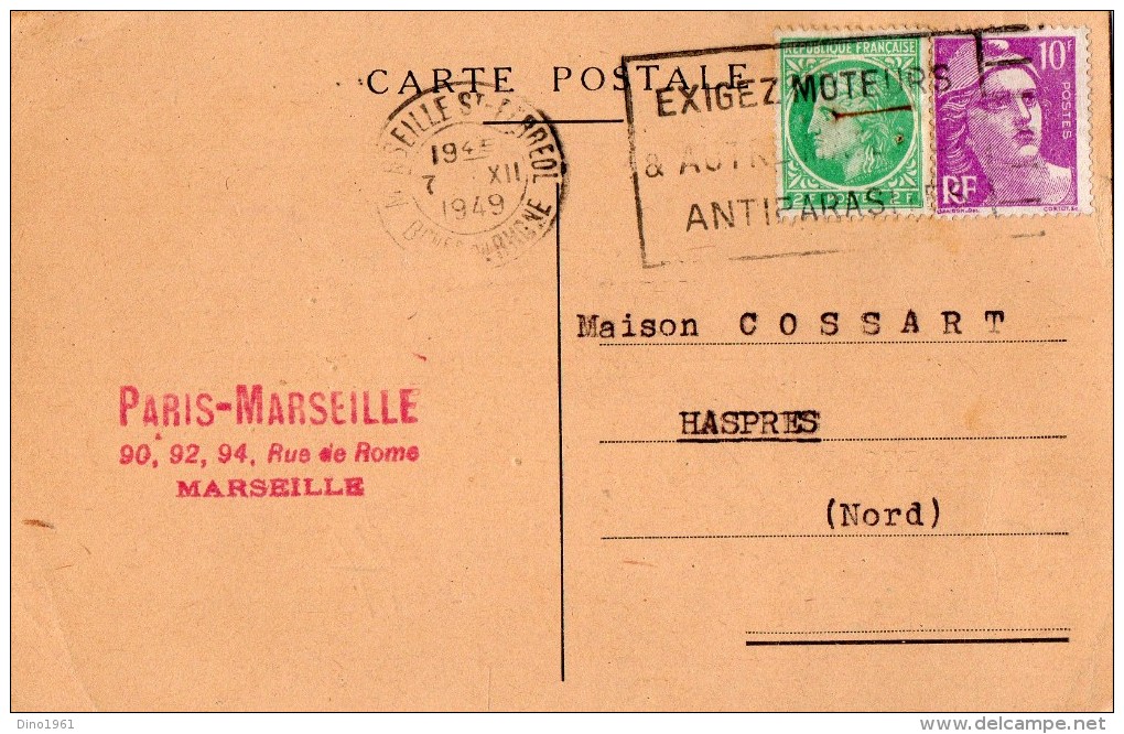 CPA 1918 - Carte Postale Commerciale - PARIS - MARSEILLE Pour HASPRES - Non Classificati