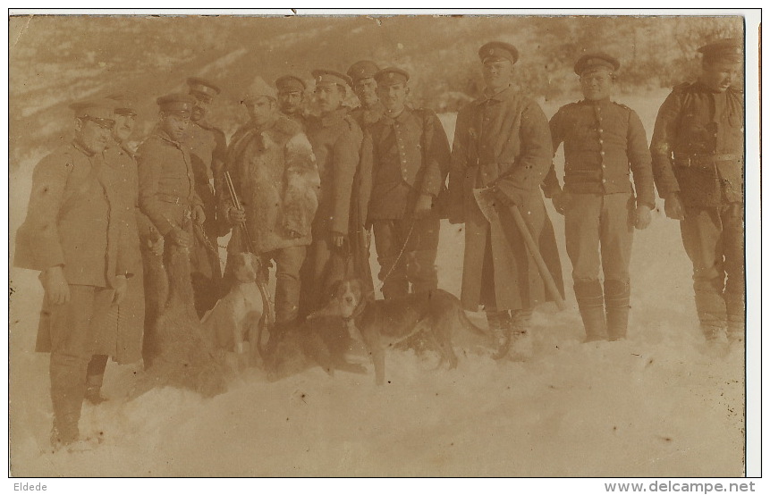 Real PHoto WWI Bulgarian Soldiers Wild Pig Hunting Chasse Sanglier Soldats Bulgares Mars 1918 - Bulgarie