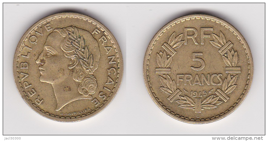 5 FRANCS LAVRILLIER 1945 C Bronze D´alu TTB (voir Scan) - Autres & Non Classés