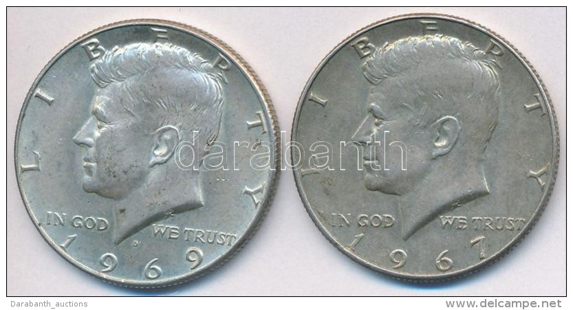Amerikai Egyesült Államok 1967-1969D 1/2$ Ag 'Kennedy' (2x) T:2 USA 1967-1969D 1/2 Dollars Ag 'Kennedy'... - Non Classificati