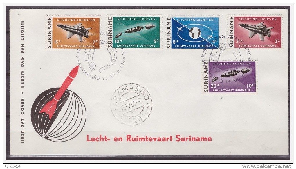 Surinam / Suriname 1964 FDC 30-5M Airplane Space Rocket Globe (20) - Surinam ... - 1975