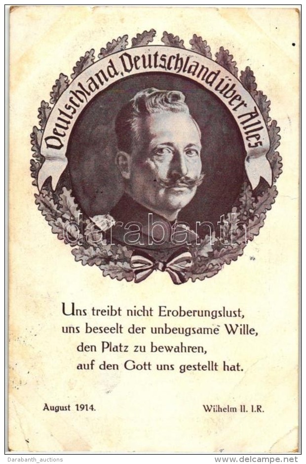 T3 Deutschland, Deutschland über Alles! / Wilhelm II, German Patriotic Propaganda (small Tear) - Unclassified