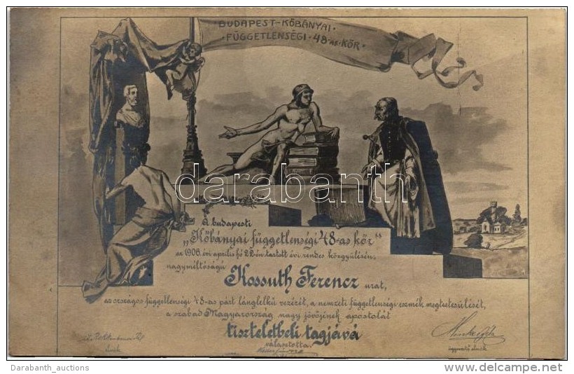 ** T2 1906 A Budapesti KÅ‘bányai Függetlenségi 48-as Kör Kossuth Ferencnek Tiszteletbeli... - Unclassified
