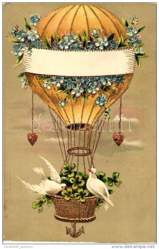 T2 Balloon, Floral Emb. Litho Greeting Card - Non Classificati