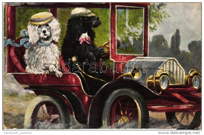 T2 Dog Couple In Automobile; F.M.K. Serie 7387/1 - Unclassified