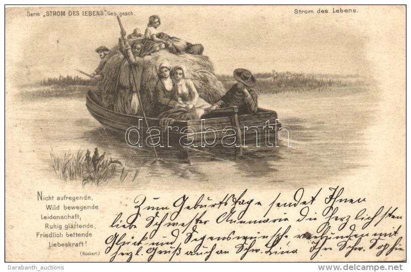 T3 Strom Des Lebens / German Folklore, Boat, Rückert's Poem Litho (wet Corner) - Non Classificati