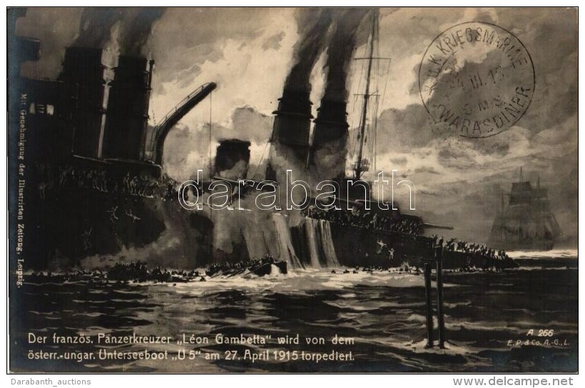 * T3 Der Französische Panzerkreuzer 'Leon Gambetta', Unterseeboot 'U5' Am 27 April 1915 / WWI (gluemark) - Non Classificati