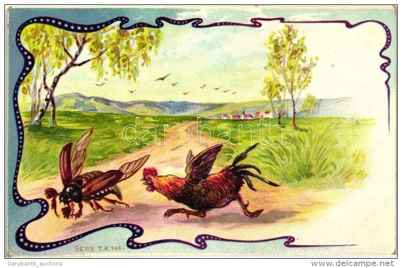 ** T2 Bug, Rooster; Art Nouveau Litho - Unclassified