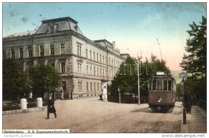 T2/T3 Liberec, Reichenberg; K.k. Staatsgewerbeschule / School, Tram (EK) - Unclassified