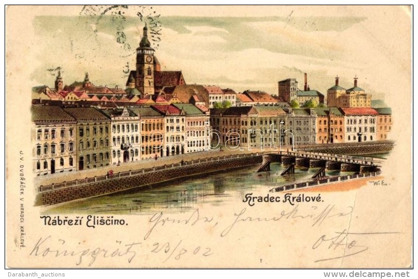 T3 Hradec Králové, Nábrezi Eliscino / Waterfront, J.V. Dvoracek Litho S: W. E.  (fa) - Unclassified