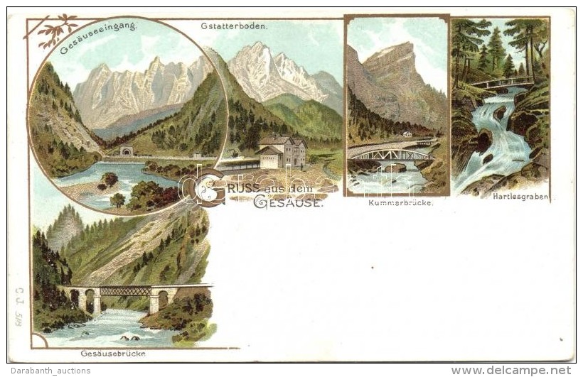 ** T2 Gesause, Brücke, Gsatterboden / Bridges, Mountains, Art Nouveau, Litho - Non Classificati