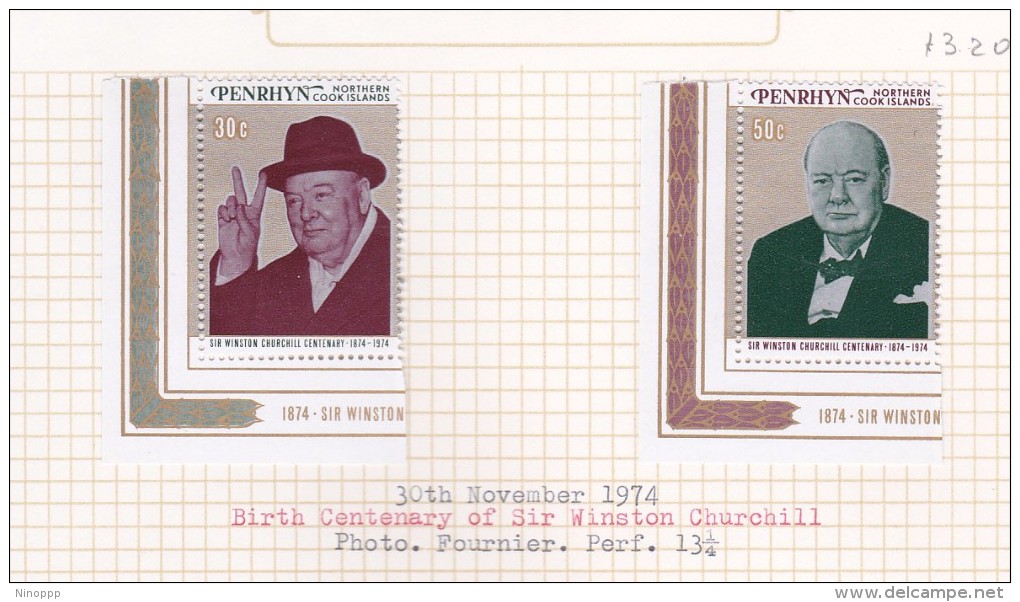 Cook Islands - Penrhyn SG 76-77 1974 Birth Centenary Of Sir Winston Churchill MNH - Cook