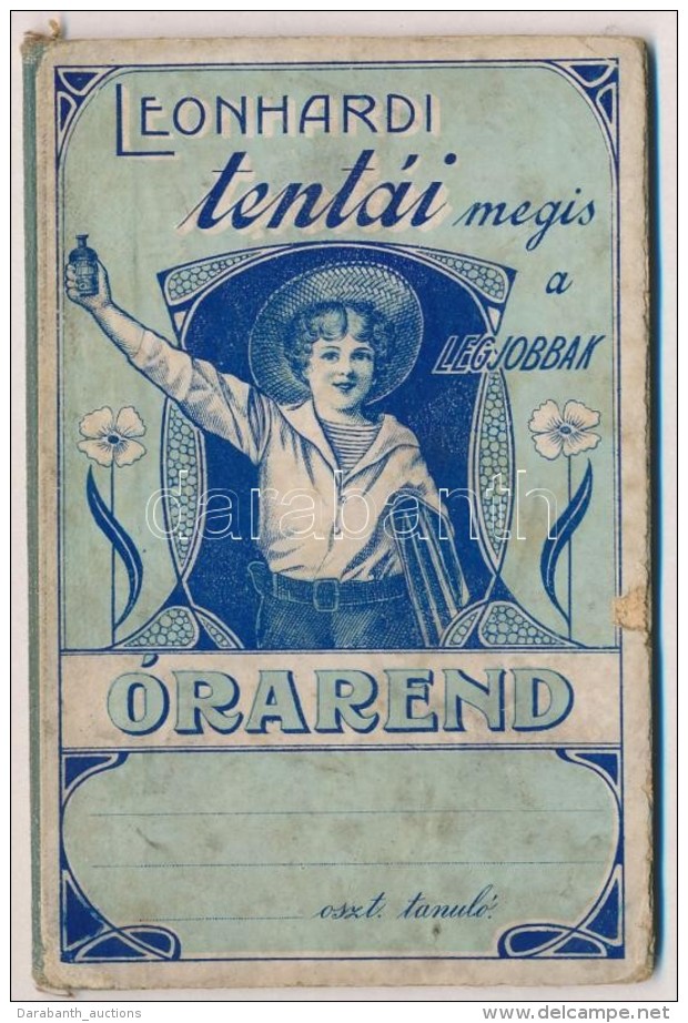 Cca 1910 Leonhardi Tentái Szecessziós, Reklámos órarend Füzet. Kitöltetlen... - Unclassified