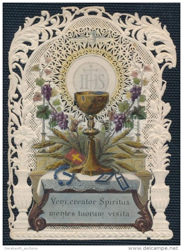 Cca 1880 Színezett Csipke Szentkép, Kis Hibával, 10x7cm - Unclassified