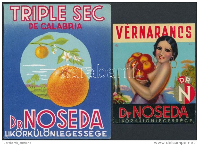 Cca 1920-1930 2 Db Dr. Noseda Vérnarancs és Triple Sec Italcímke, 8x9 és 10x13 Cm - Pubblicitari