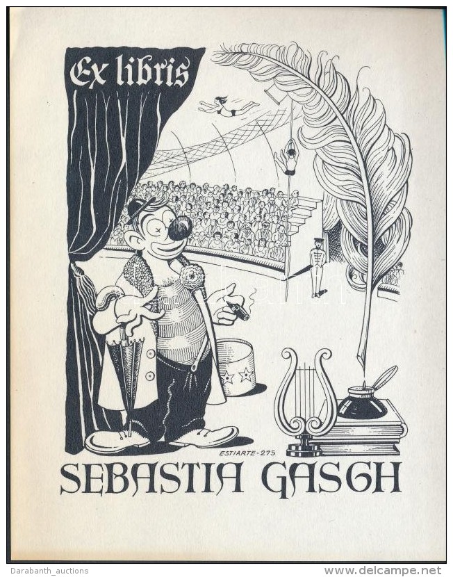 Juan Estiarte (1901-1986): Ex Libris Sebatia Gasch. Klisé, Papír, Jelzett A Klisén,... - Altri & Non Classificati