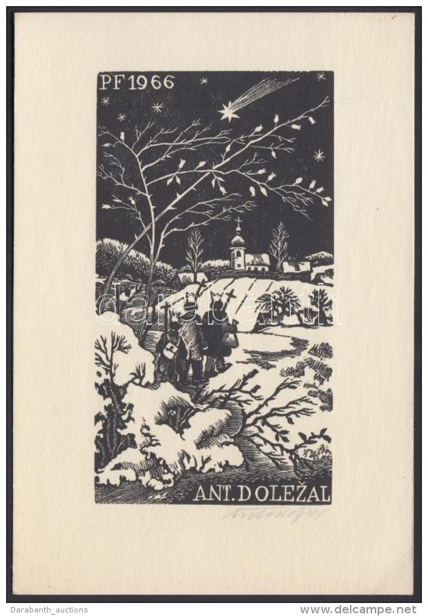 Antonín DoleÅ¾al (1900-1968): Ex Libris DoleÅ¾al. Fametszet, Papír, Jelzett,  11&times;6 Cm - Altri & Non Classificati