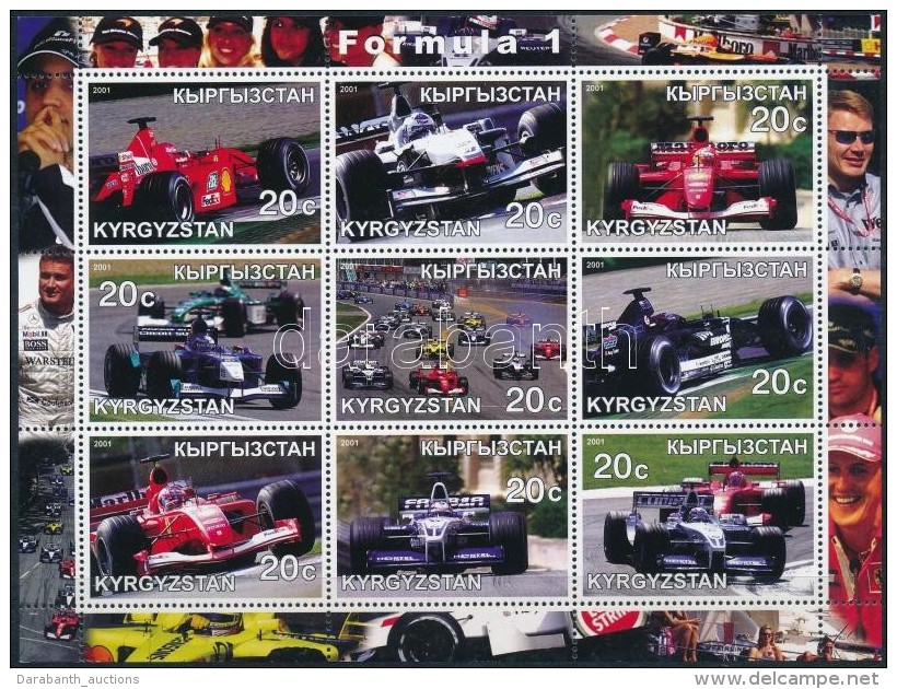 ** Kirgízia 2001 Formula 1; Verseny Autók Kisív 9 érték - Other & Unclassified