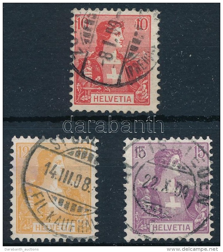 O 1907 Helvetia Fej Sor Mi 98-100 - Other & Unclassified