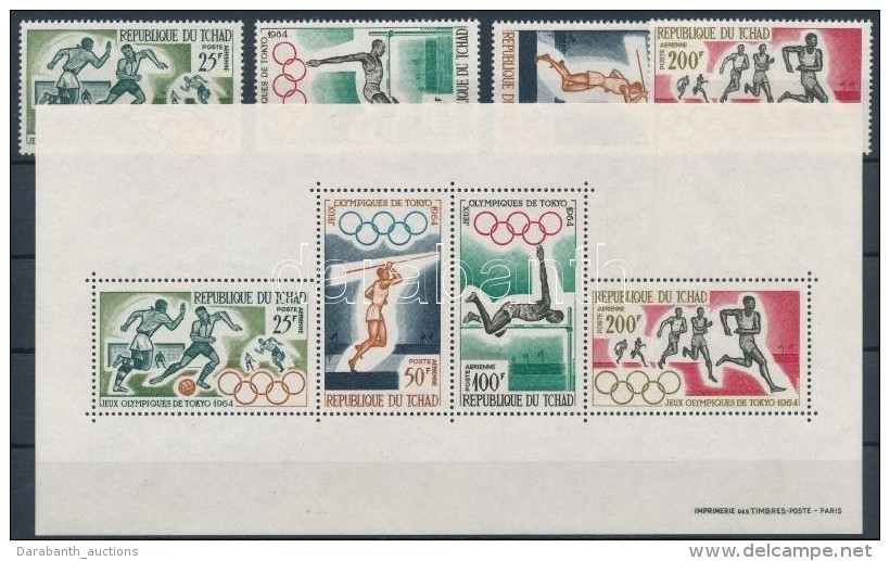 ** 1964 Nyári Olimpia, Tokió Sor Mi 120-123 + Blokk 1 - Other & Unclassified