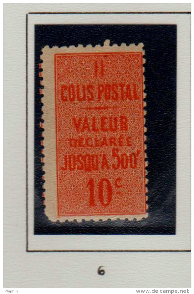 COLIS POSTAUX NO 6 NEUF ** - Mint/Hinged