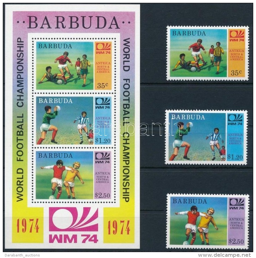 ** 1974 Labdarúgó VB, Németország (I.) Sor Mi 175-177 + Blokk 8 - Altri & Non Classificati