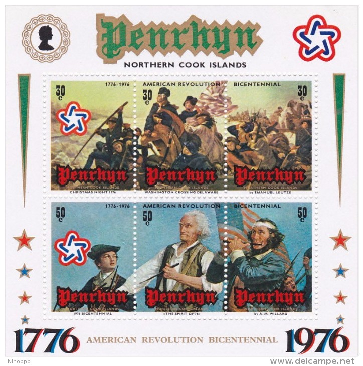 Cook Islands - Penrhyn SG 92MS 1976 Bicentenary Of American Revolution Miniature Sheet MNH - Cook Islands