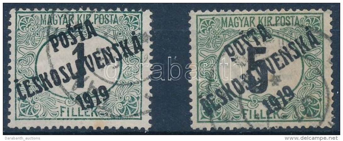 O Posta Ceskoslovenska 1919 Zöldportó 1f, 5f; Garancia Nélkül (750.000) - Other & Unclassified