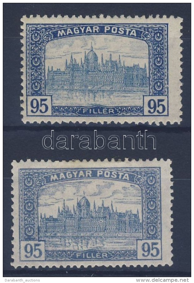 * 1919 Magyar Posta 95f 2 JelentÅ‘sen EltérÅ‘ SzínÅ± Bélyeg - Altri & Non Classificati