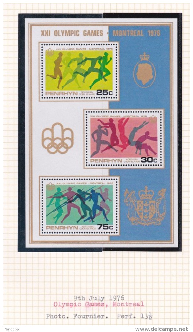 Cook Islands - Penrhyn SG 96MS 1976 Montreal Olympic Games Miniature Sheet MNH - Cook