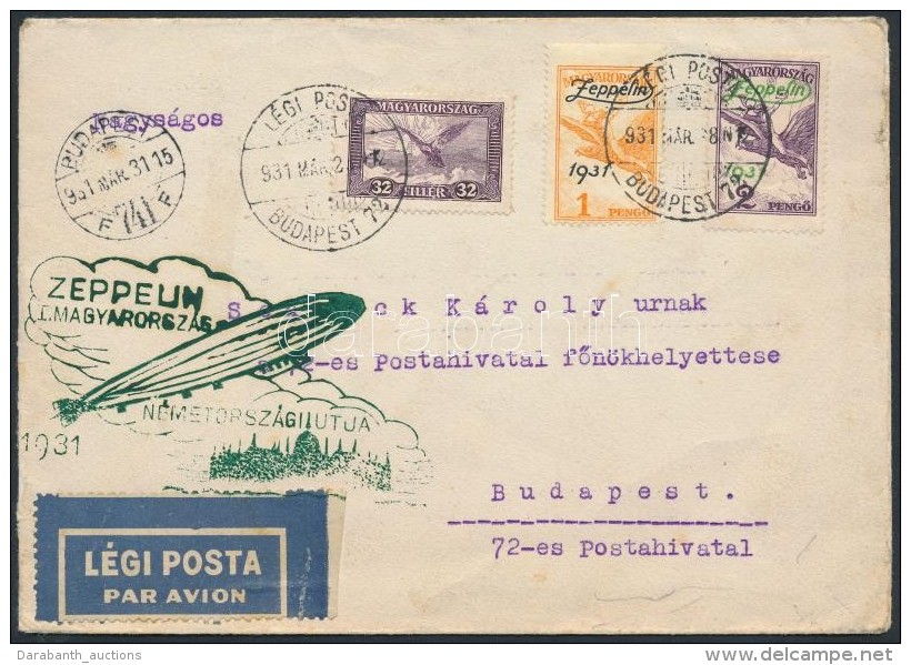 1931 Zeppelin Magyarország-Németországi útja Levél Nürnbergbe Zeppelin 1P... - Other & Unclassified