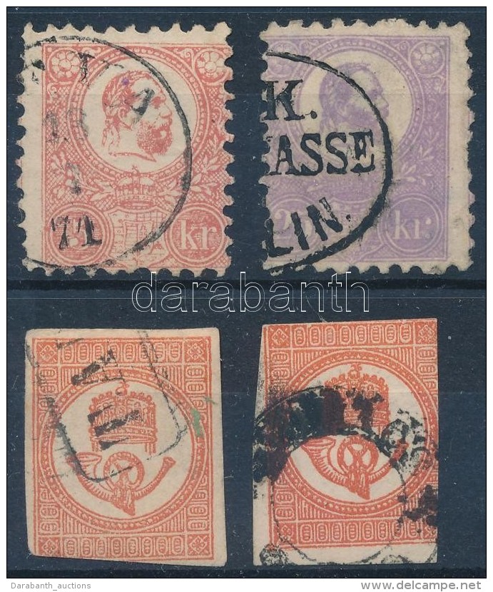 O 1871 KÅ‘nyomat 5 Kr, 25 Kr (papírelvékonyodás / Thin Paper) + 2 Hírlapbélyeg... - Other & Unclassified