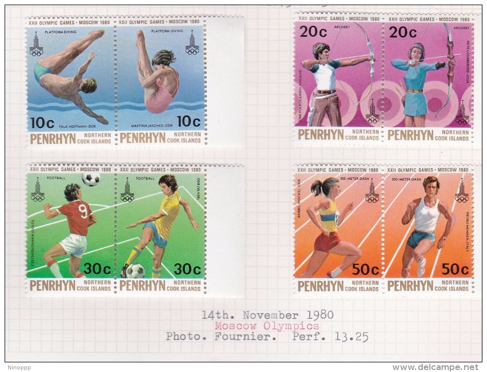 Cook Islands - Penrhyn SG 152-159 1980 Olympic Games Moscow MNH - Islas Cook