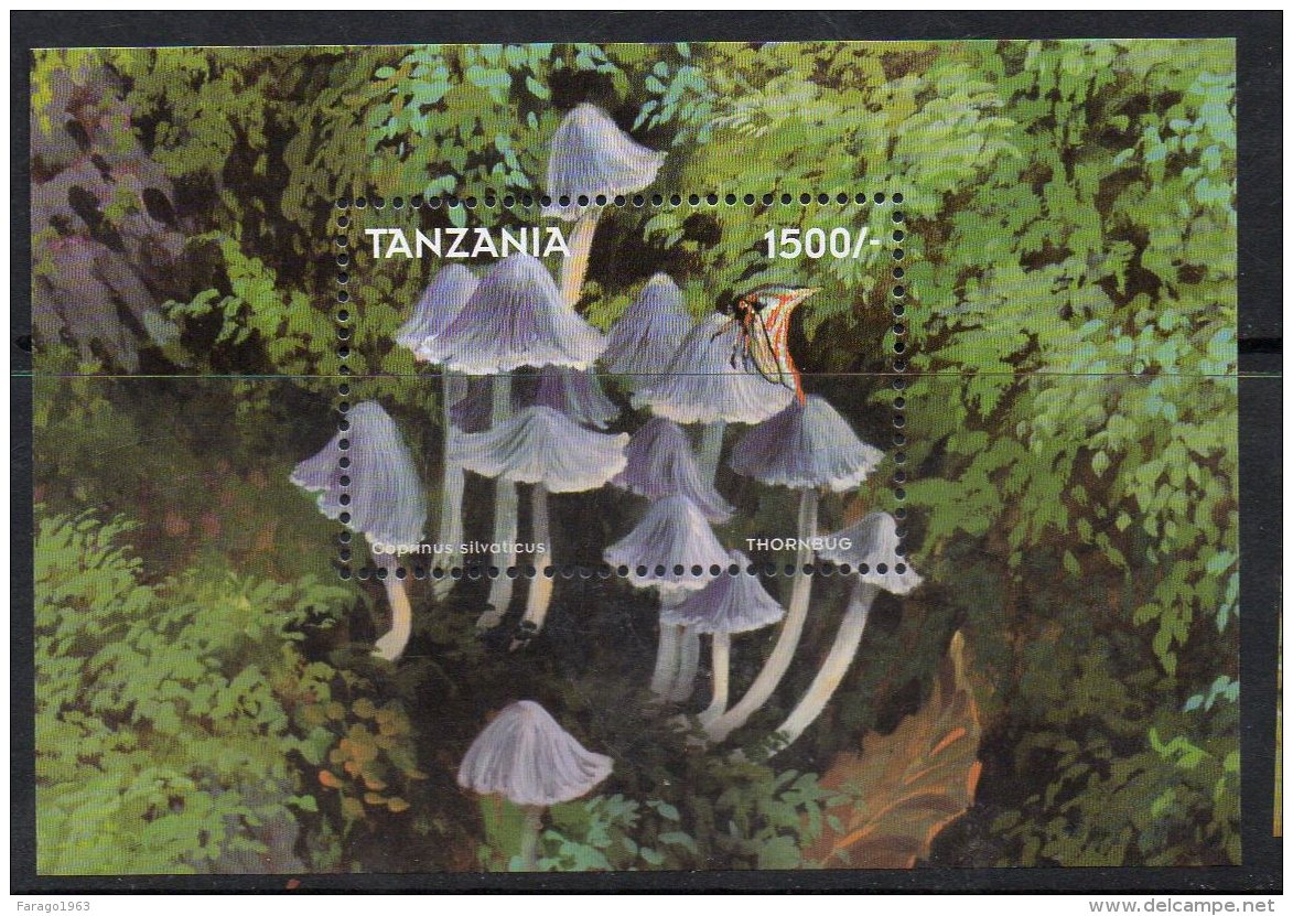 1998 Tanzania Fungi And Insects 2 Miniature Sheets Of 9  And 2 Souvenir Sheets MNH - Tansania (1964-...)