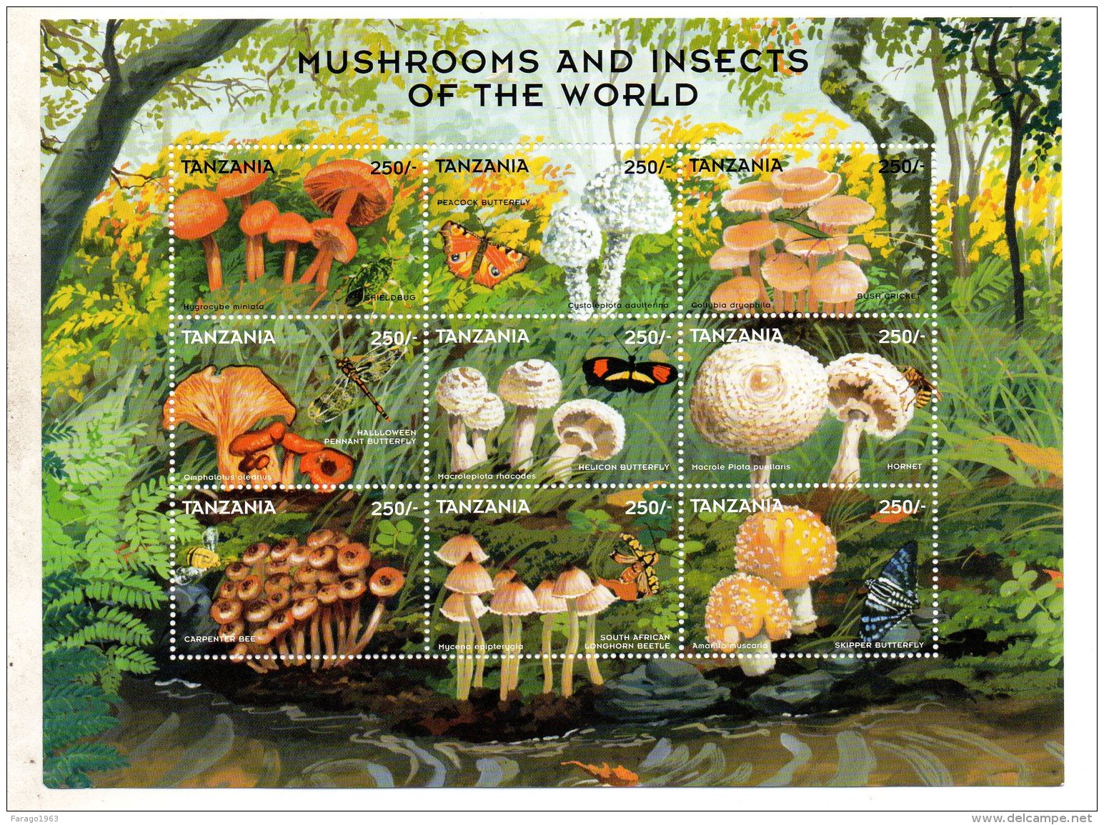 1998 Tanzania Fungi And Insects 2 Miniature Sheets Of 9  And 2 Souvenir Sheets MNH - Tansania (1964-...)