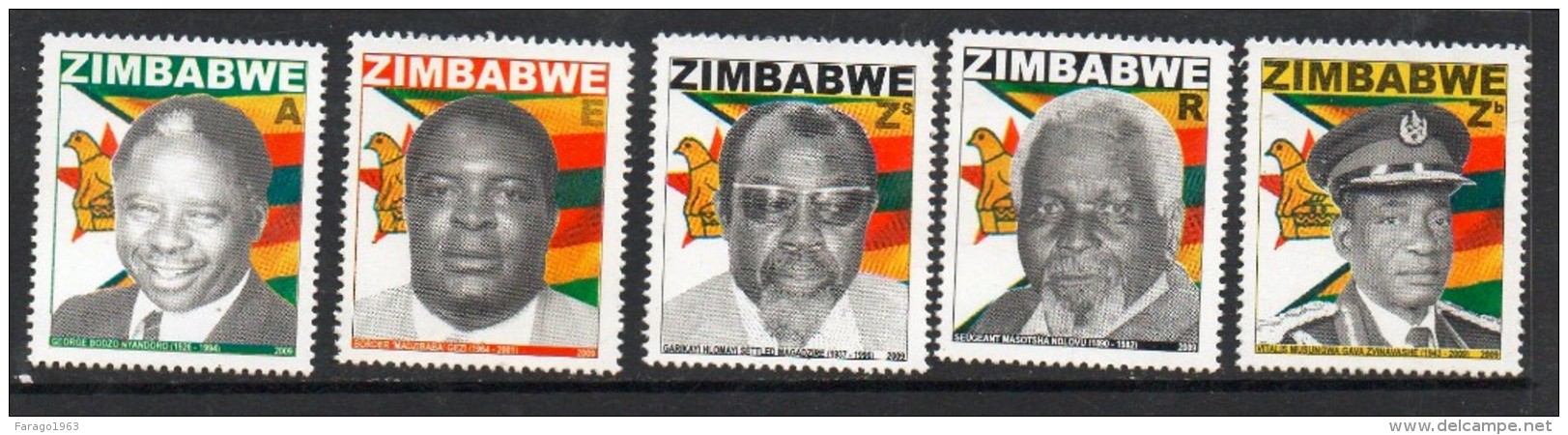 2009 Zimbabwe Heroes  Complete Set Of 5  MNH - Zimbabwe (1980-...)