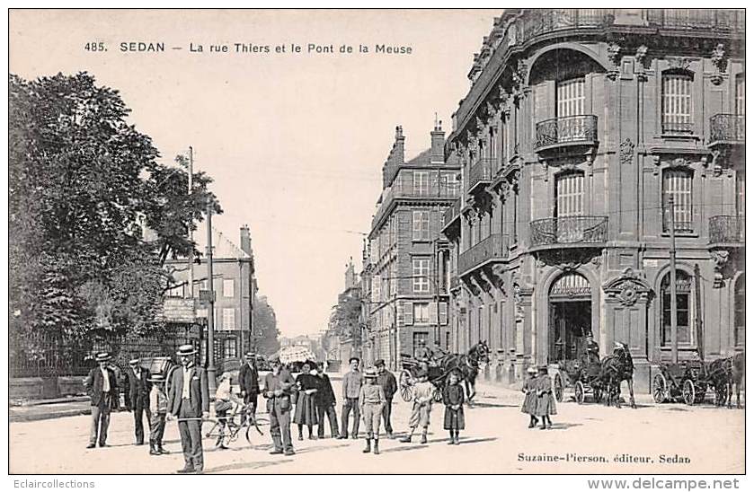 Sedan      08     Rue Thiers Et Pont De La Meuse - Sedan