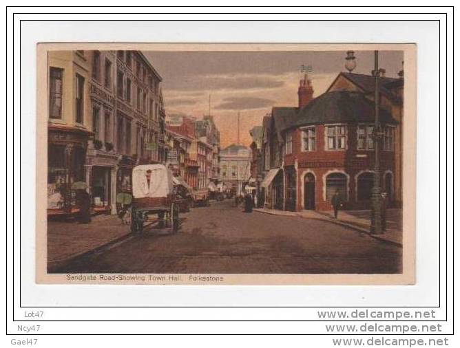 CPA - Folkestone - Angleterre - Sandgate Road-showing Town Hall - (ref 606) - Folkestone