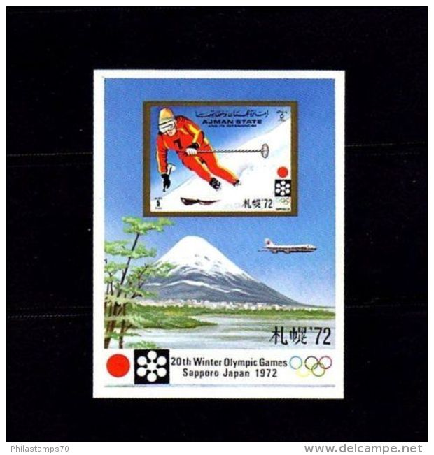 D12  AJMAN OLIMPIADI SAPPORO 1972  SHEET NUOVI GOMMA INTEGRA MINT ** - Inverno1972: Sapporo