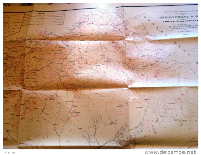 Carte Géographique Département D'ORAN-dressée Par ROGER LEONARD- époque Coloniale1952 - Landkarten