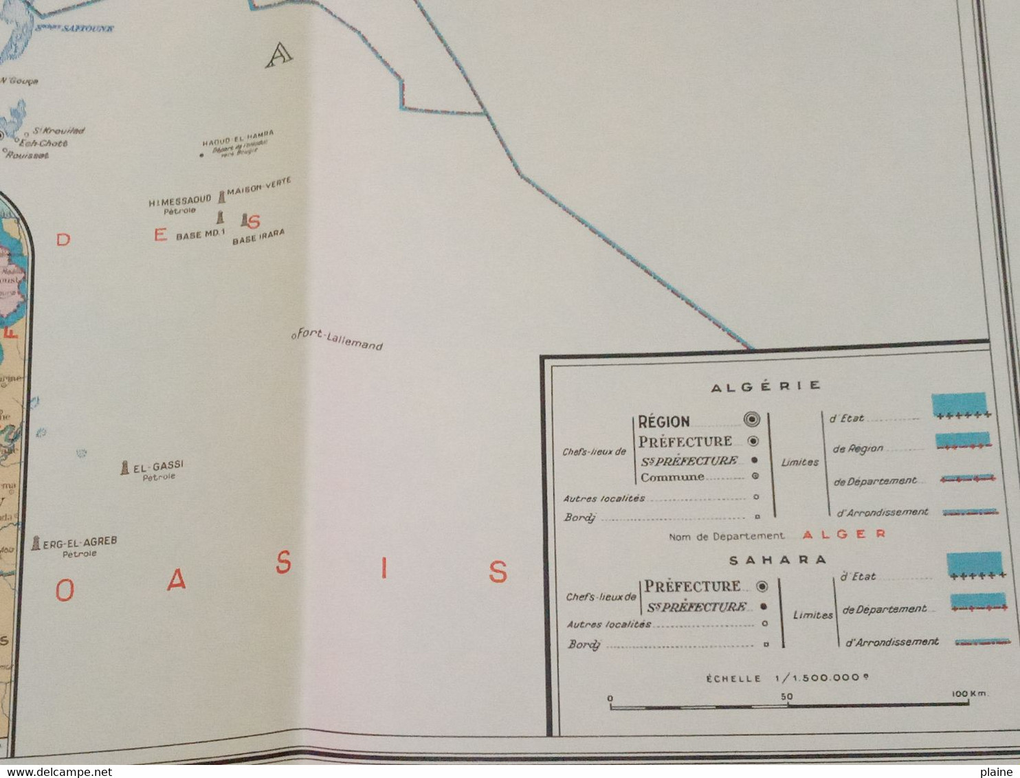ALGERIE-CARTE GEOGRAPHIE-LIMITES ADMINISTRATIVES-CARTE DE L'EPOQUE COLONIALE FRANCAISE-1961 - Geographical Maps