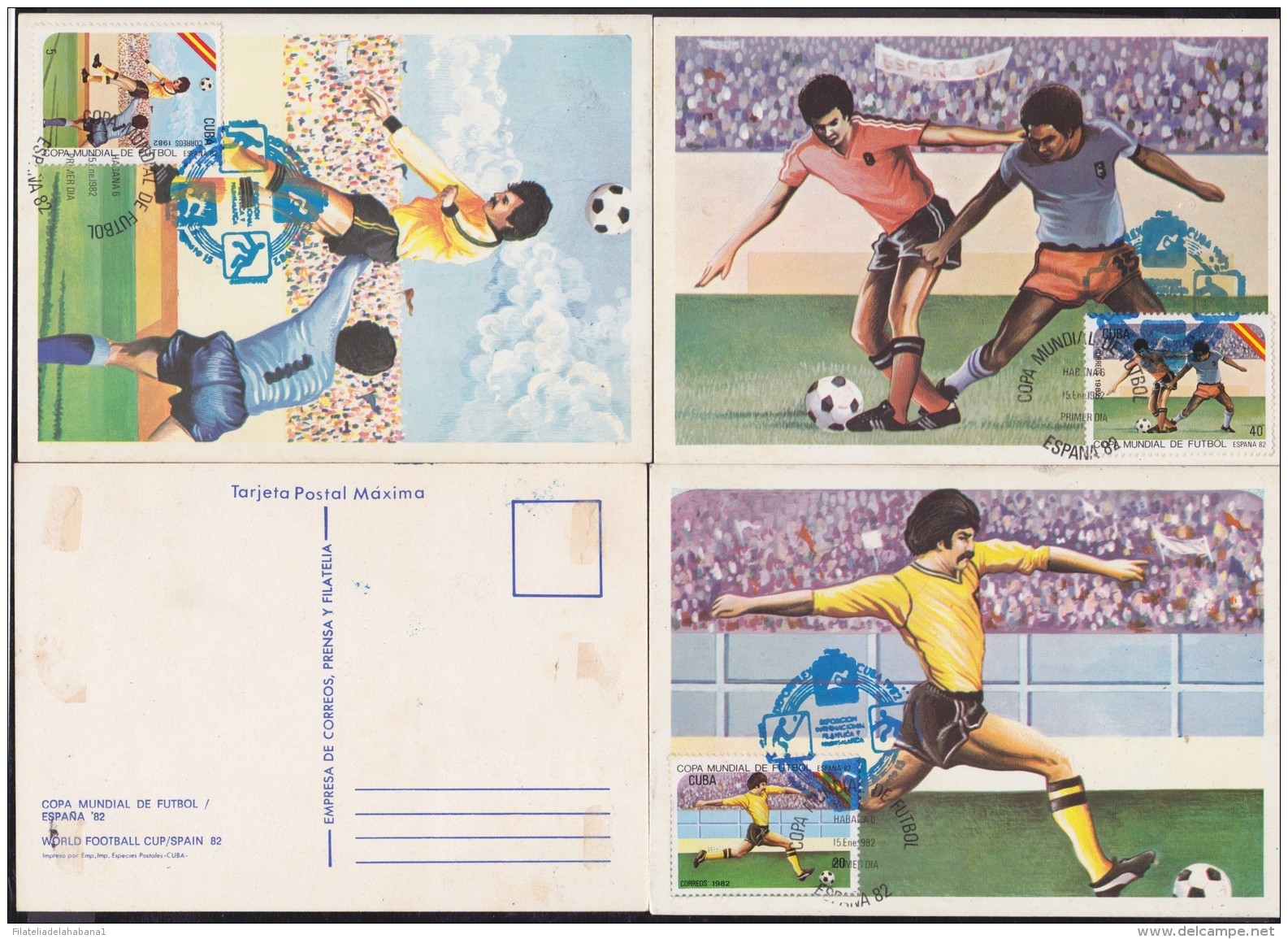 TMA-87 CUBA 1982 FDC MAXIM CARD SPAIN SOCCER WORLD CUP. COPA FUTBOL ESPAÑA. - Cartes-maximum