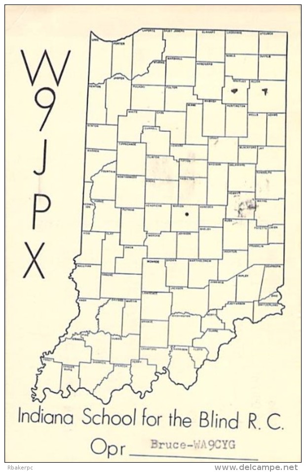 Amateur Radio QSL- W9JPX - Indianapolis, IN / USA - 1968 - 2 Scans - Radio Amateur
