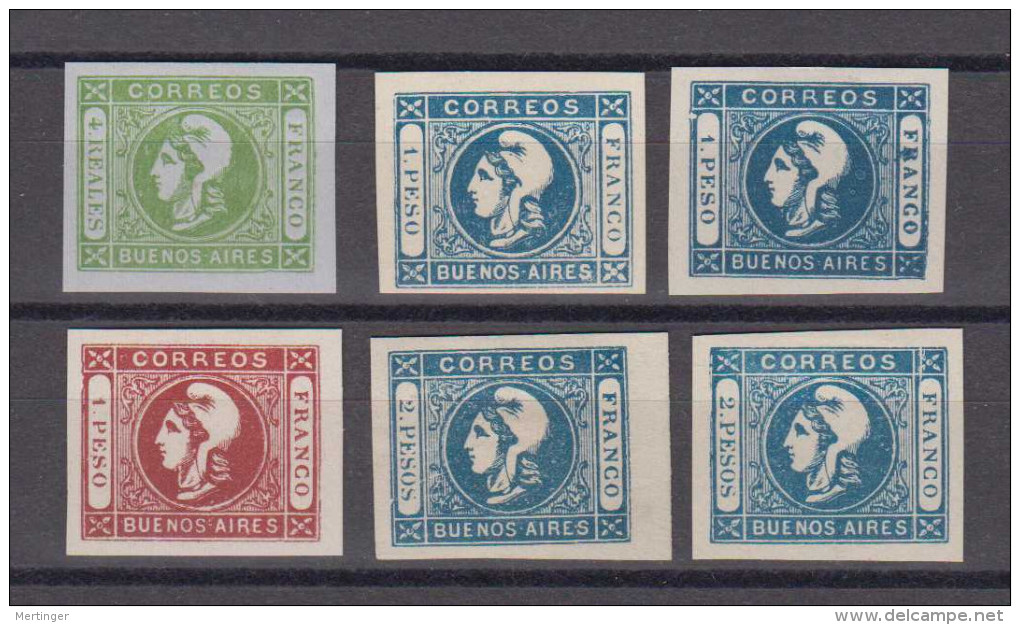 Argentina Buenos Aires Ex Mi# 9-13 Mint Latour Reprints Of 1912 - Buenos Aires (1858-1864)